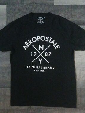 Aeropostale Black Tee with White NY Logo